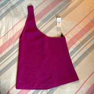 NWT Ann Taylor One Shoulder Or Neck Tank Top Blouse Size Small Burgundy